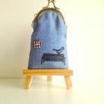 Linen Cotton Blue Bird Coin..