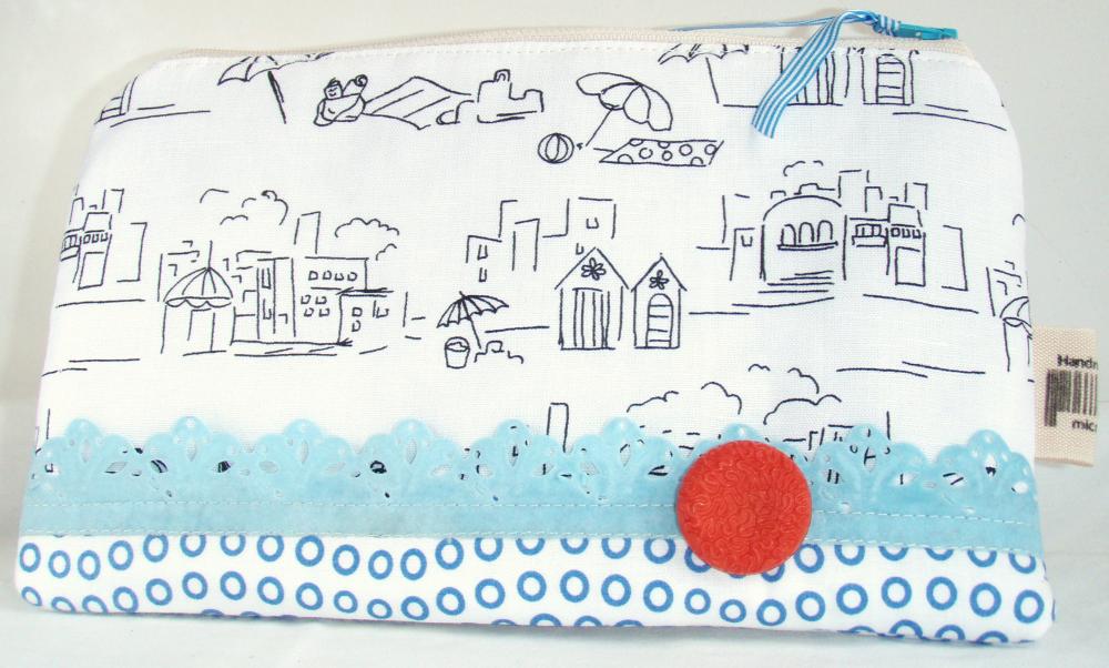 Beach pouch - White and blue